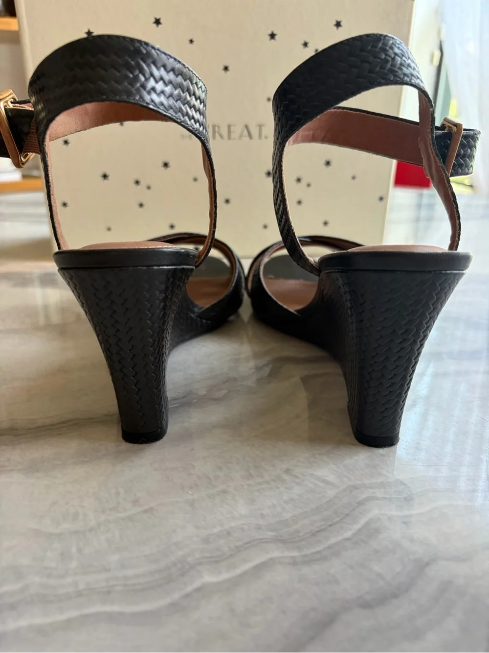 CAPELLI ROSSI WOVEN LEATHER WEDGE SANDALS